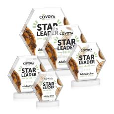 Barnett Full Color White on Alberton Base Polygon Crystal Award - Full Color Imprint