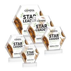 Barnett Full Color White on Alberton Base Polygon Crystal Award - Crystal Awards