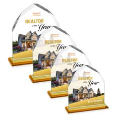 Montibello Full Color Amber Peaks Crystal Award - Full Color Imprint