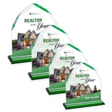 Montibello Full Color Green Peaks Crystal Award - Full Color Imprint