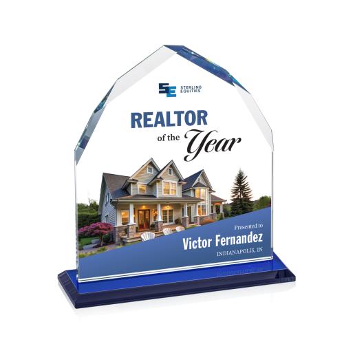 Awards and Trophies - Crystal Awards - Montibello Full Color Blue Peaks Crystal Award