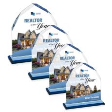 Montibello Full Color Sky Blue Peaks Crystal Award - Full Color Imprint