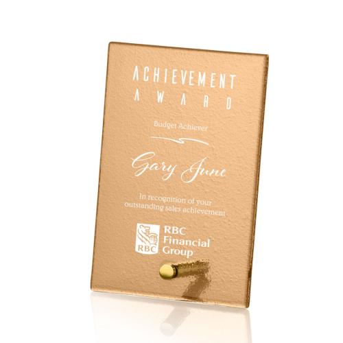 Awards and Trophies - Crystal Awards - Glass Awards - Atchison Russet Gold Rectangle Glass Award