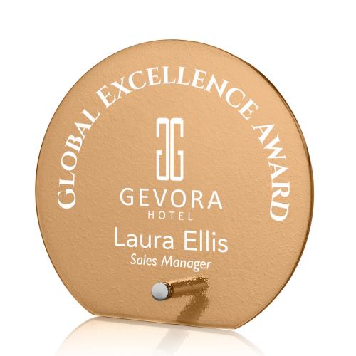 Awards and Trophies - Crystal Awards - Glass Awards - Atchison Russet Silver Circle Glass Award