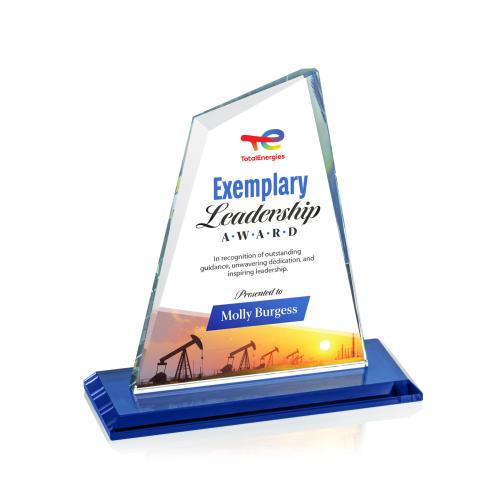 Awards and Trophies - Crystal Awards - Summit Full Color Blue Peaks Crystal Award