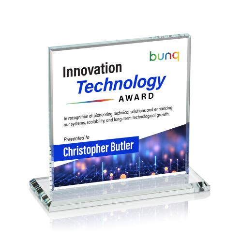 Awards and Trophies - Crystal Awards - Sahara Full Color Clear Square / Cube Crystal Award