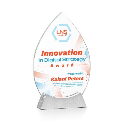 Awards and Trophies - Crystal Awards - Newham Full Color Tear Drop Crystal Award