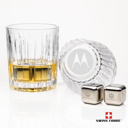 Corporate Gifts - Barware - Gift Sets - Swiss Force® S/S Ice Cubes & 2 Hartmann OTR