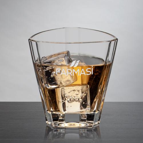 Corporate Gifts - Barware - On the Rocks Glasses - Arellano OTR - Deep Etch