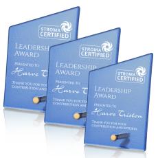 Atchison Blue Slant Gold Peaks Glass Award - Glass Awards