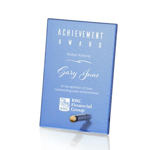 Awards and Trophies - Crystal Awards - Glass Awards - Atchison Blue Gold Rectangle Glass Award