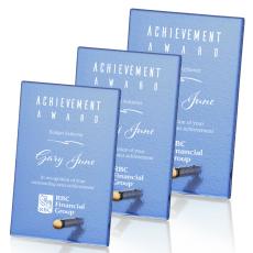 Atchison Blue Gold Rectangle Glass Award - Glass Awards