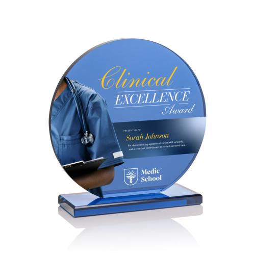 Awards and Trophies - Crystal Awards - Dunlow Full Color Circle Glass Award