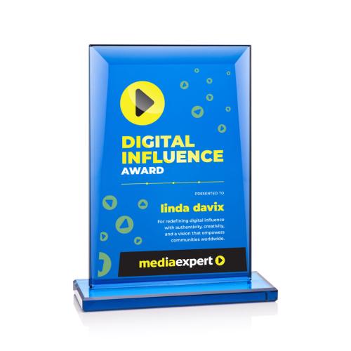 Awards and Trophies - Crystal Awards - Martello Full Color Rectangle Crystal Award