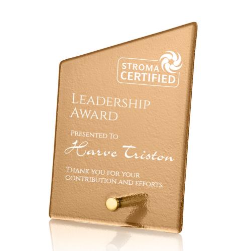 Awards and Trophies - Crystal Awards - Glass Awards - Atchison Russet Slant Gold Peaks Glass Award