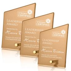 Atchison Russet Slant Gold Peaks Glass Award - Metal Awards