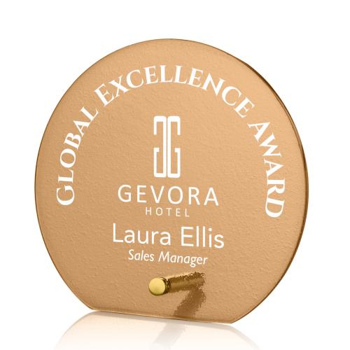 Awards and Trophies - Crystal Awards - Glass Awards - Atchison Russet Gold Circle Glass Award