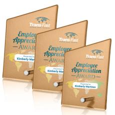 Atchison Russet Slant Full Color Silver Peaks Glass Award - Metal Awards