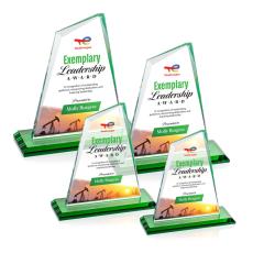 Summit Full Color Green Peaks Crystal Award - Awards and Trophies