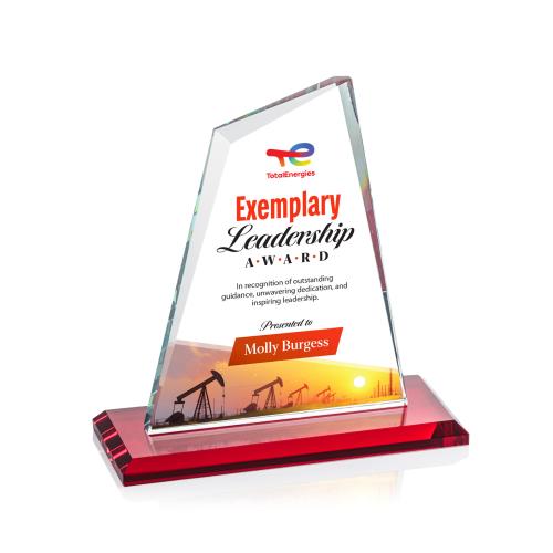 Awards and Trophies - Crystal Awards - Summit Full Color Red Peaks Crystal Award