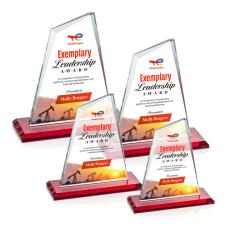 Summit Full Color Red Peaks Crystal Award - Colored Crystal Awards