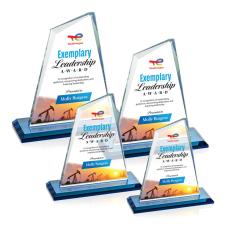 Summit Full Color Sky Blue Peaks Crystal Award - Colored Crystal Awards