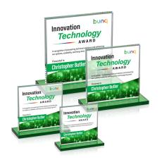 Sahara Full Color Green Square / Cube Crystal Award - Awards and Trophies