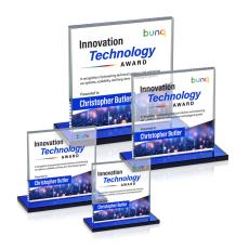 Sahara Full Color Blue Square / Cube Crystal Award - Colored Crystal Awards