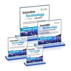 Sahara Full Color Sky Blue Square / Cube Crystal Award - Crystal Awards