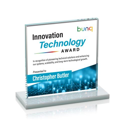 Awards and Trophies - Crystal Awards - Sahara Full Color White Square / Cube Crystal Award