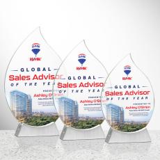 Carmack Full Color Flame Crystal Award - Metal Awards