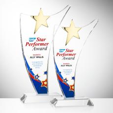 Atkinson Gold Star Full Color Peaks Crystal Award - Crystal Awards