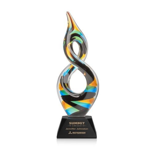 Awards and Trophies - Crystal Awards - Glass Awards - Cosenzo Black on Sheffield Base Unique Glass Award