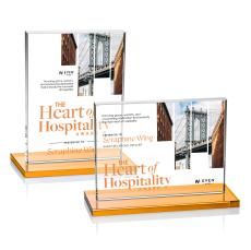 Emperor Full Color Amber (Horiz) Rectangle Crystal Award - Crystal Awards