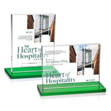 Emperor Full Color Green Rectangle Crystal Award - Full Color Imprint