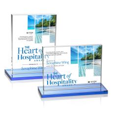 Emperor Full Color Sky Blue Rectangle Crystal Award - Full Color Imprint