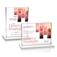 Emperor Full Color White Rectangle Crystal Award - Full Color Imprint