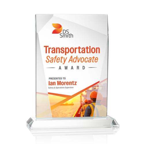 Awards and Trophies - Crystal Awards - Shamrock Full Color Rectangle Crystal Award