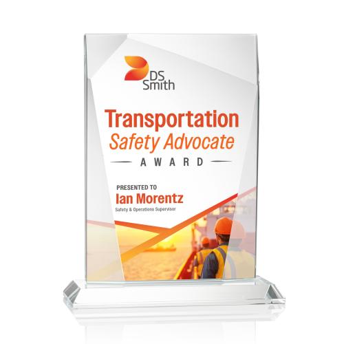 Awards and Trophies - Crystal Awards - Shamrock Full Color Rectangle Crystal Award