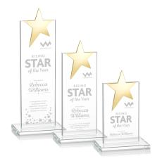 Bryanston Gold Star Clear Towers Crystal Award - Crystal Awards