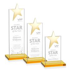 Bryanston Gold Star Amber Towers Crystal Award - Crystal Awards