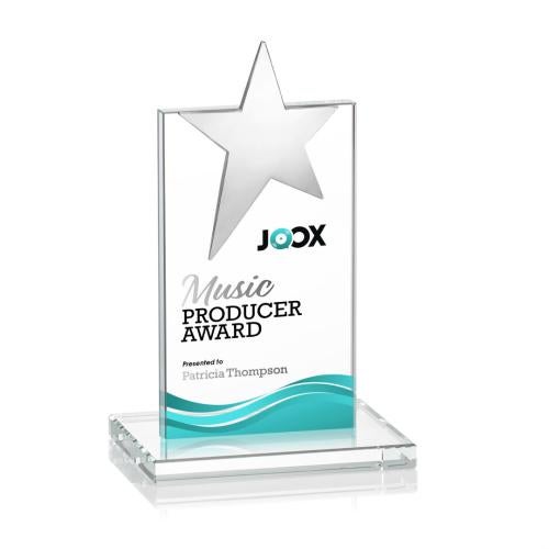 Awards and Trophies - Crystal Awards - Bryanston Chrome Star Full Color Clear Towers Crystal Award