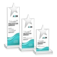 Bryanston Chrome Star Full Color Clear Towers Crystal Award - Full Color Imprint