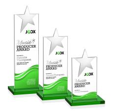 Bryanston Chrome Star Full Color Green Towers Crystal Award - Crystal Awards