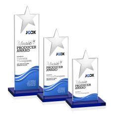 Bryanston Chrome Star Full Color Blue Towers Crystal Award - Crystal Awards