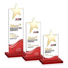 Bryanston Gold Star Full Color Red Towers Crystal Award - Full Color Imprint