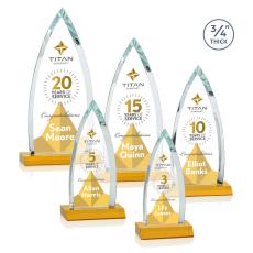 Shildon Full Color Amber Peaks Crystal Award - Full Color Imprint