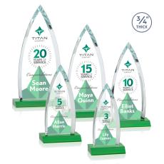 Shildon Full Color Green Peaks Crystal Award - Full Color Imprint