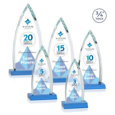 Shildon Full Color Sky Blue Peaks Crystal Award - Full Color Imprint