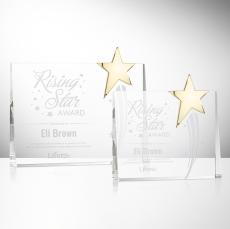 Bradenton Gold Star Rectangle Crystal Award - Awards and Trophies